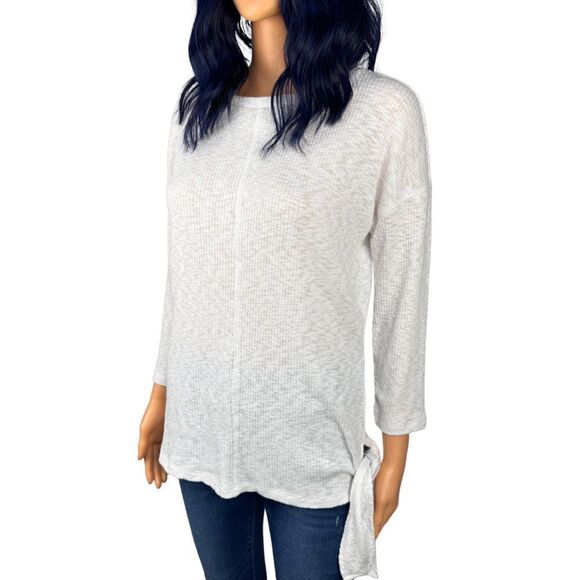 T by Talbots White Ribbed Side Tie Tunic Top Size Small - Picture 5 of 5